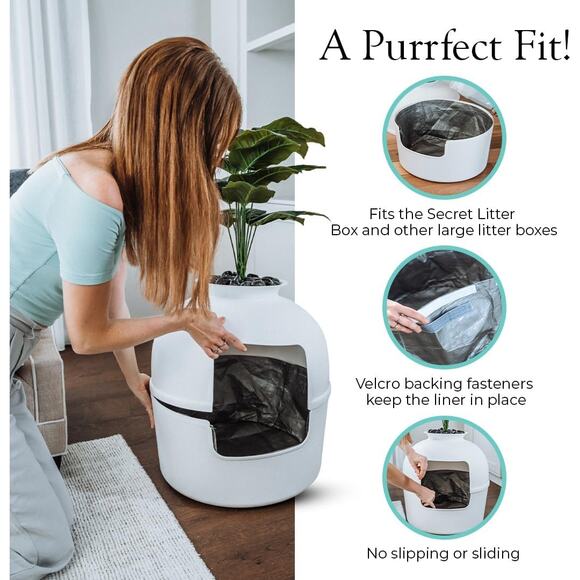 Reusable Cat Litter Box Liners 3-Pack Leak Proof with Handles Velcro Fits 17"x9" - Picture 7 of 8